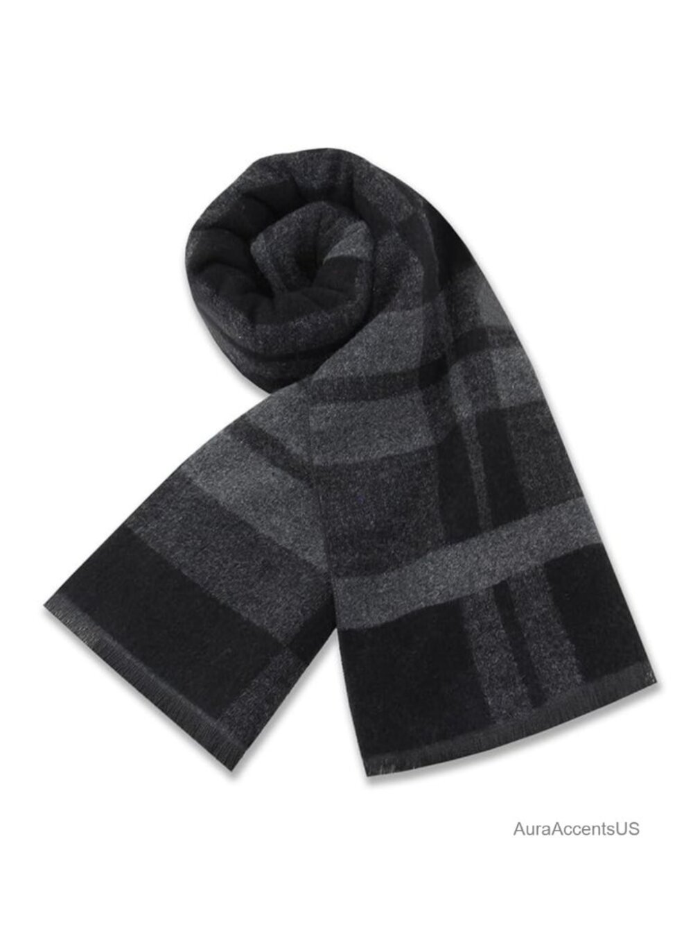 Winter Plaid Scarf with Tassels, Soft Knit, Warm and Cozy, Machine Washable
